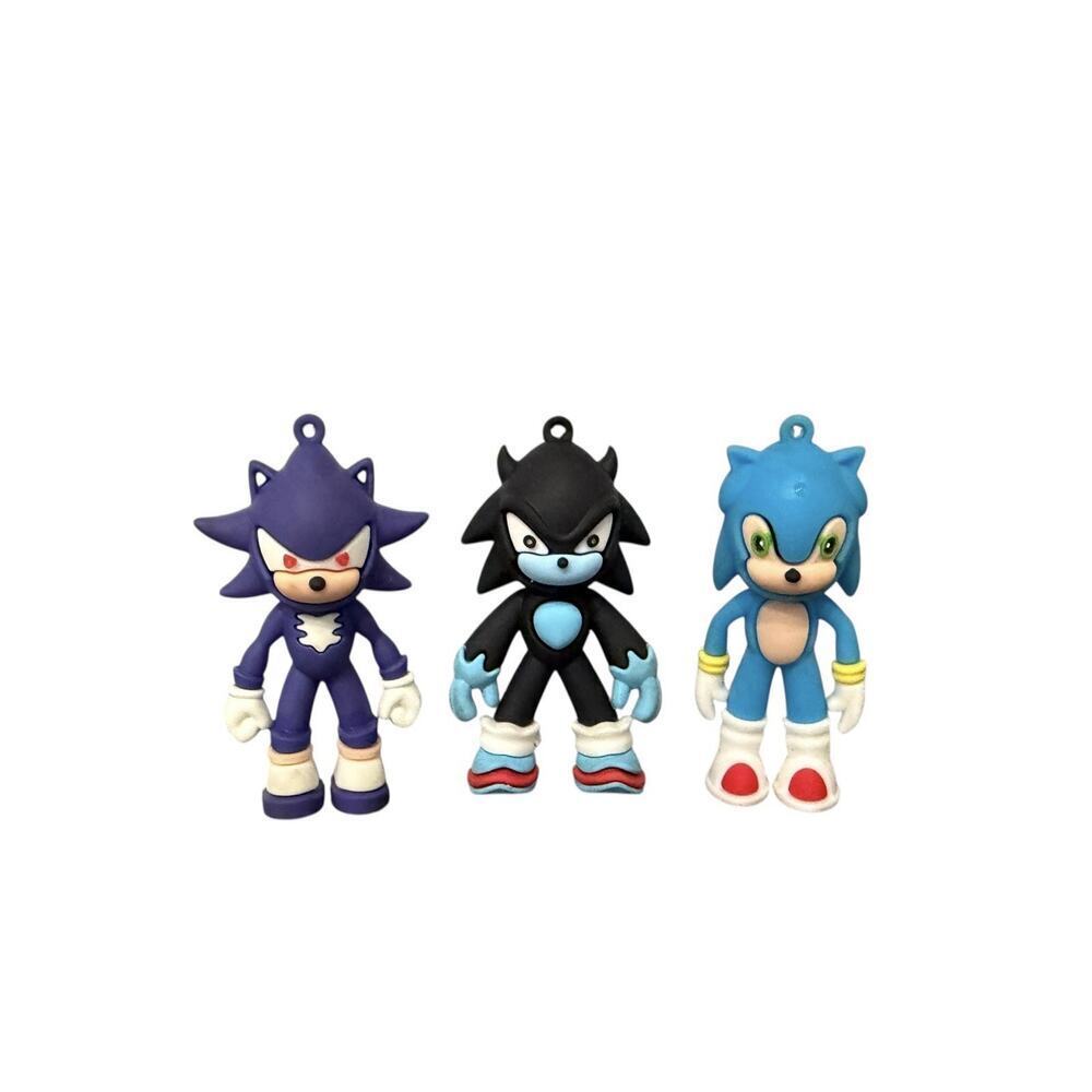 Sonic The Hedgehog 3 Silicone Sonic Keychains: No Key Rings 2.5”
